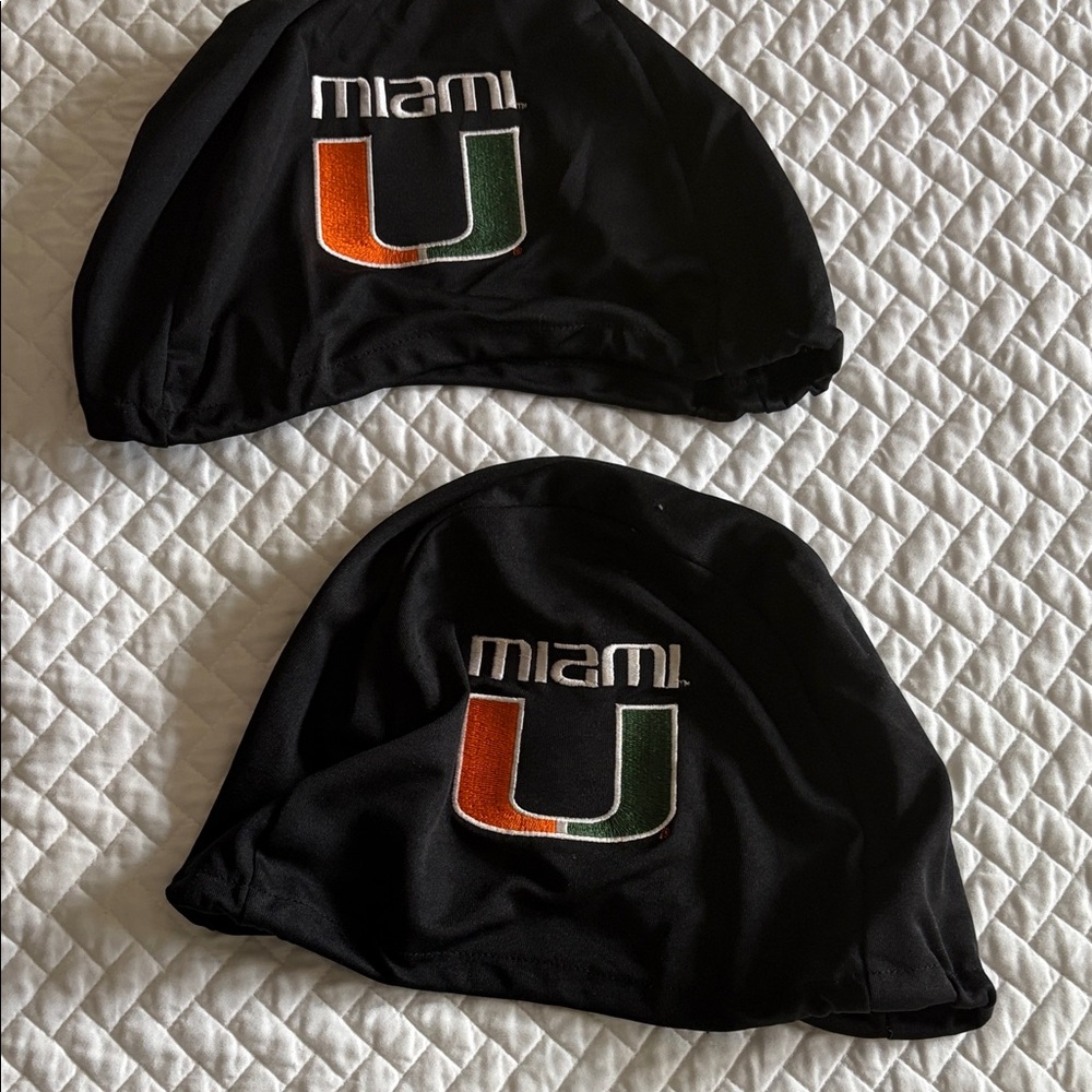 Miami U Black Car Head Set Covers